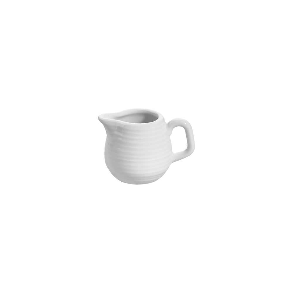 Helix White dia.3.25" h:0" 3 oz. Round Warm White Vitrified Creamer