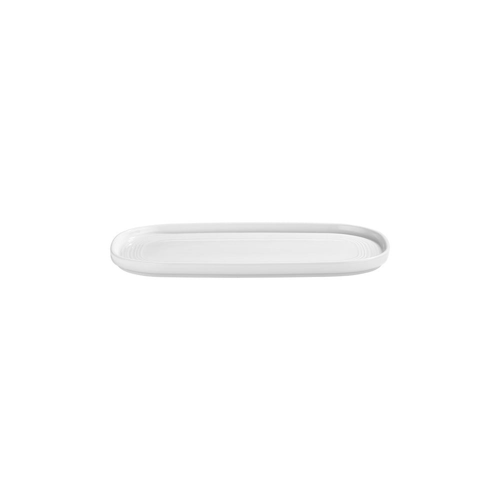 Helix White 11.75" x 6.25" x h:0" Oval Warm White Vitrified Platter