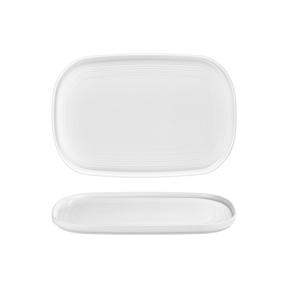 Helix White 13.5" x 9" x h:0" Oval Warm White Vitrified Platter