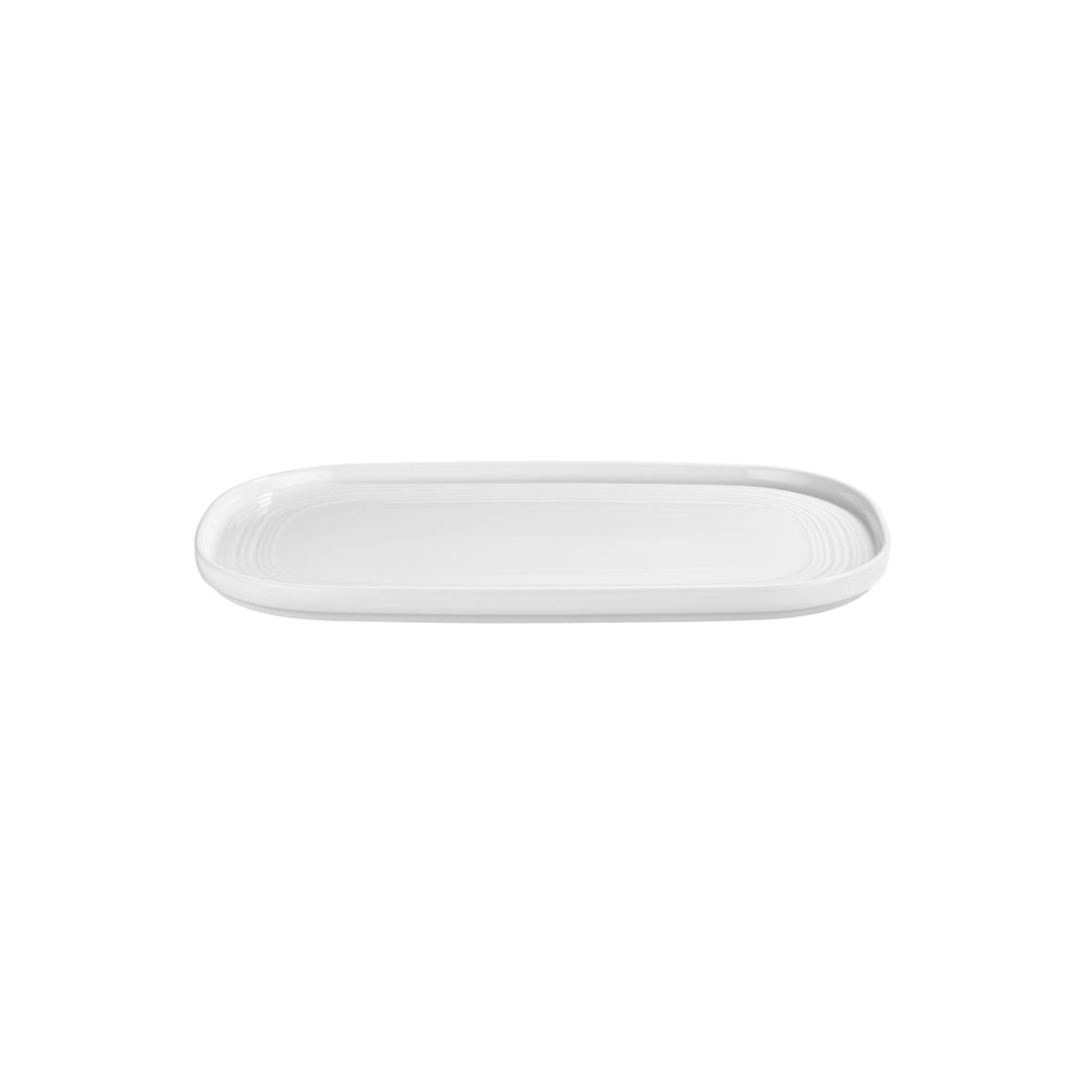 Helix White 13.5" x 9" x h:0" Oval Warm White Vitrified Platter