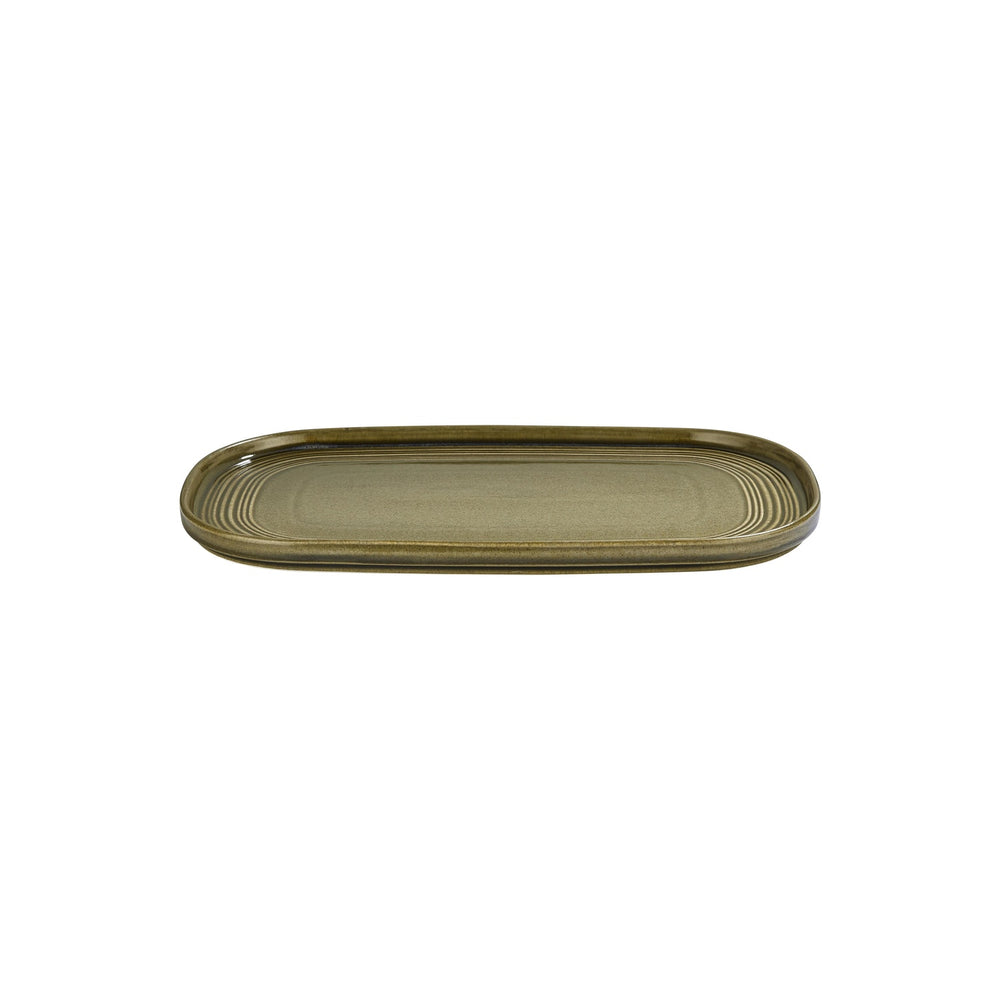 Helix Bamboo 13.5" x 9" x h:0" Oval Green Vitrified Platter