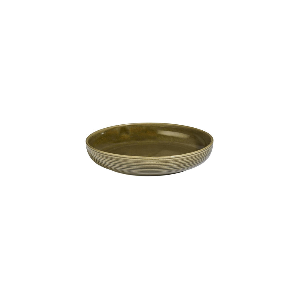 Helix Bamboo dia.9" h:0" 42 oz. Round Green Vitrified Deep Plate