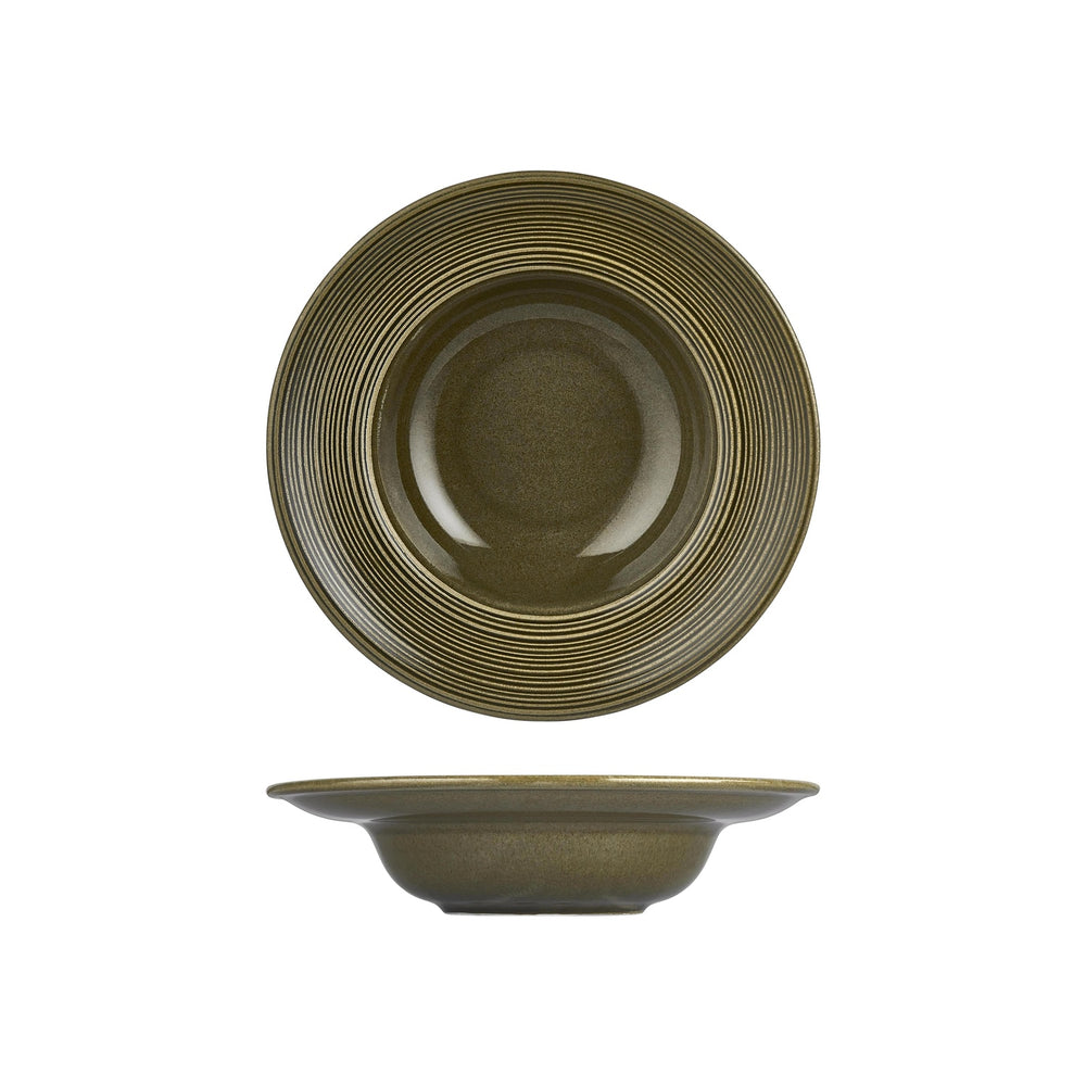 Helix Bamboo dia.10.75" h:0" 17 oz. Round Green Vitrified Deep Plate