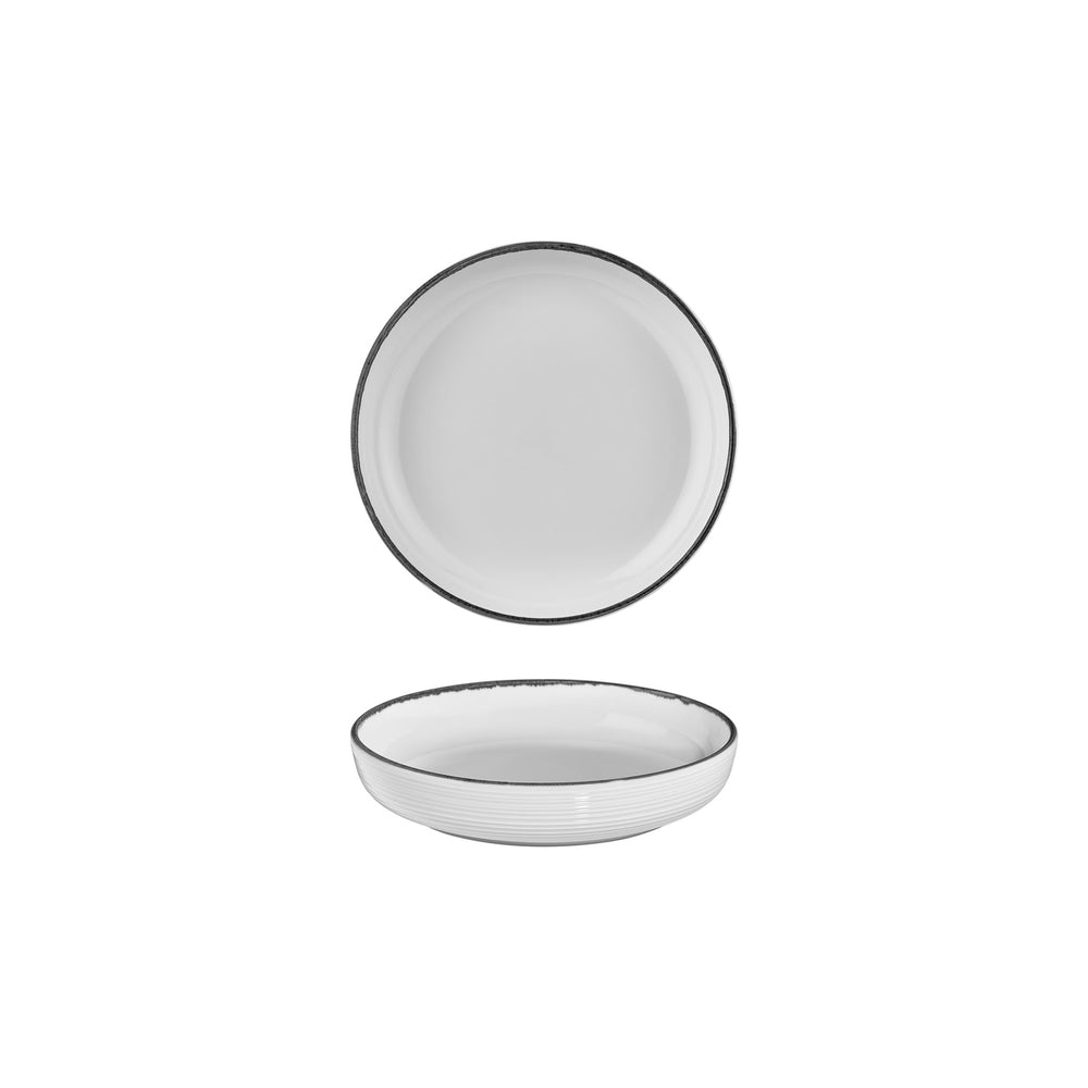 Helix Black dia.7.5" h:0" 24 oz. Round Black Vitrified Deep Plate
