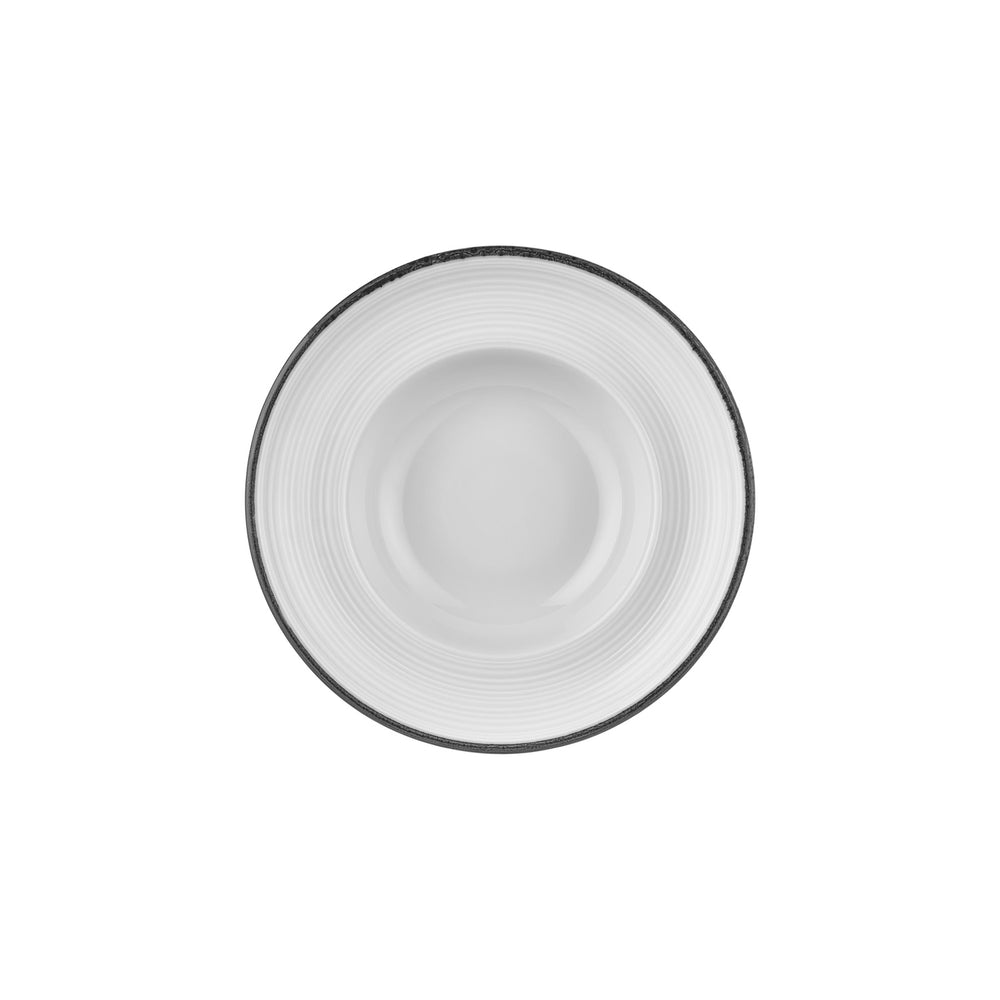 Helix Black dia.10.75" h:0" 17 oz. Round Black Vitrified Deep Plate