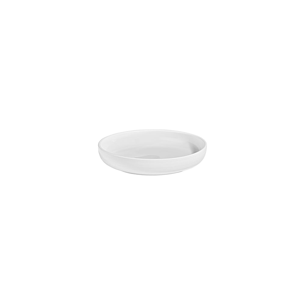 Helix White dia.7.5" h:0" 24 oz. Round Warm White Vitrified Deep Plate