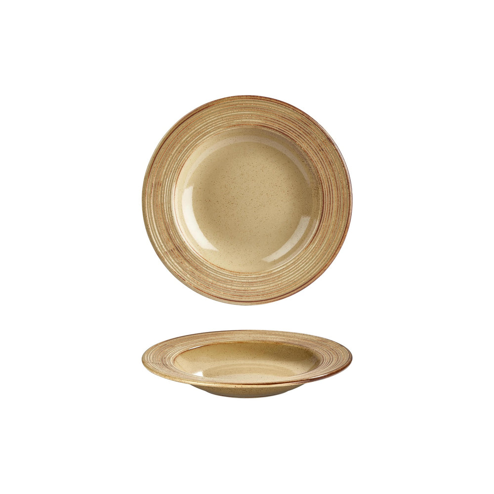 Helix Dune dia.9" h:0" 10 oz. Round Orange Vitrified Deep Plate