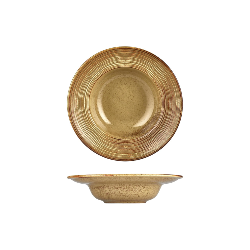 Helix Dune dia.9.75" h:0" 14 oz. Round Orange Vitrified Deep Plate