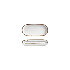 Helix Gleam 7.75" x 3.75" x h:0" Oval Brown Vitrified Platter