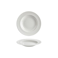 Helix White dia.9" h:0" 10 oz. Round Warm White Vitrified Deep Plate