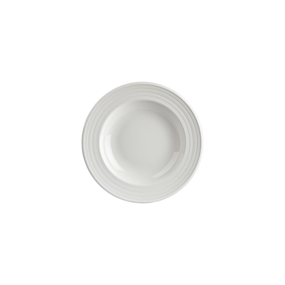 Helix White dia.9" h:0" 10 oz. Round Warm White Vitrified Deep Plate