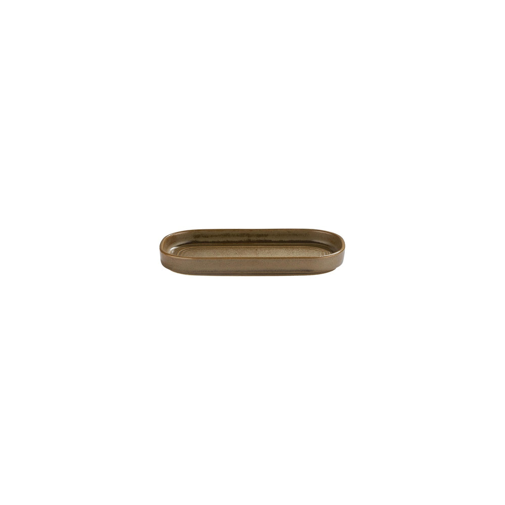 Helix Kaldi 7.75" x 3.75" x h:1" Oval Brown Vitrified Platter