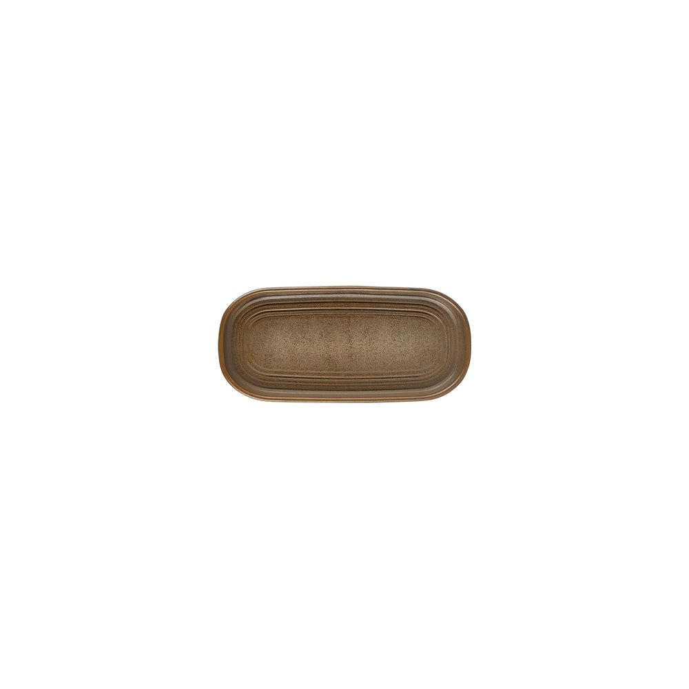 Helix Kaldi 7.75" x 3.75" x h:1" Oval Brown Vitrified Platter