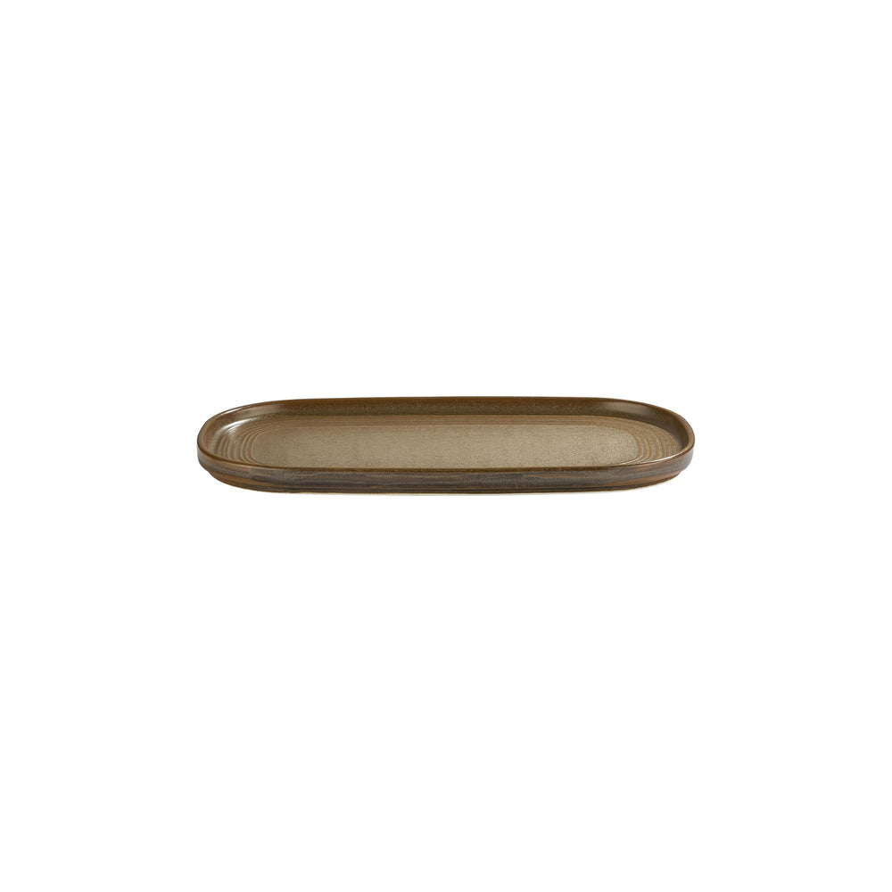 Helix Kaldi 11.75" x 6.25" x h:0.75" Oval Brown Vitrified Platter