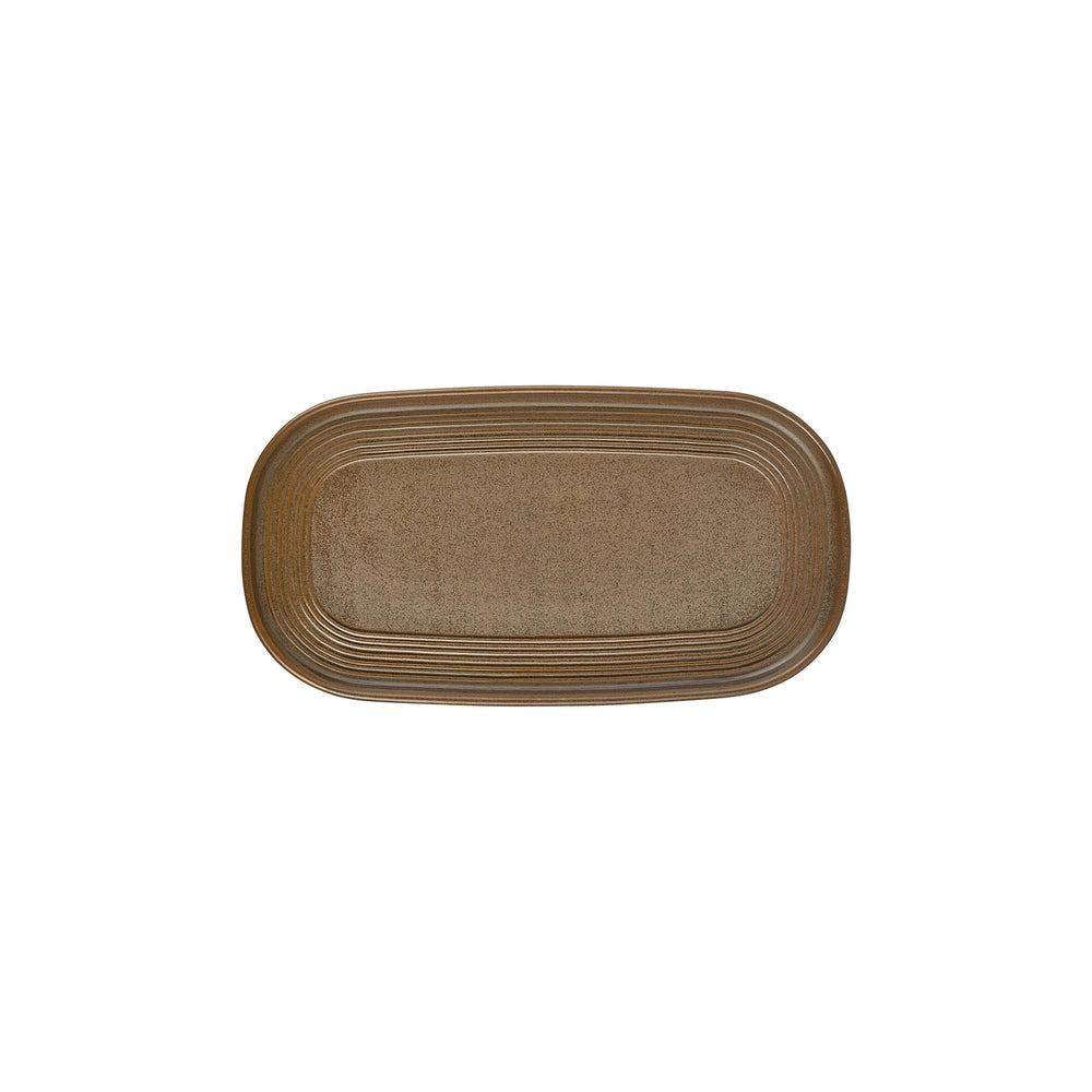 Helix Kaldi 11.75" x 6.25" x h:0.75" Oval Brown Vitrified Platter