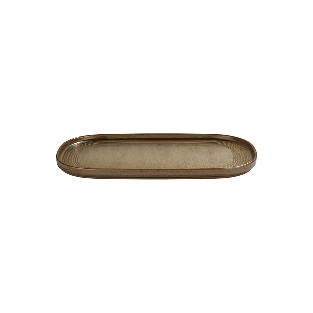 Helix Kaldi 13.5" x 9" x h:0" Oval Brown Vitrified Platter