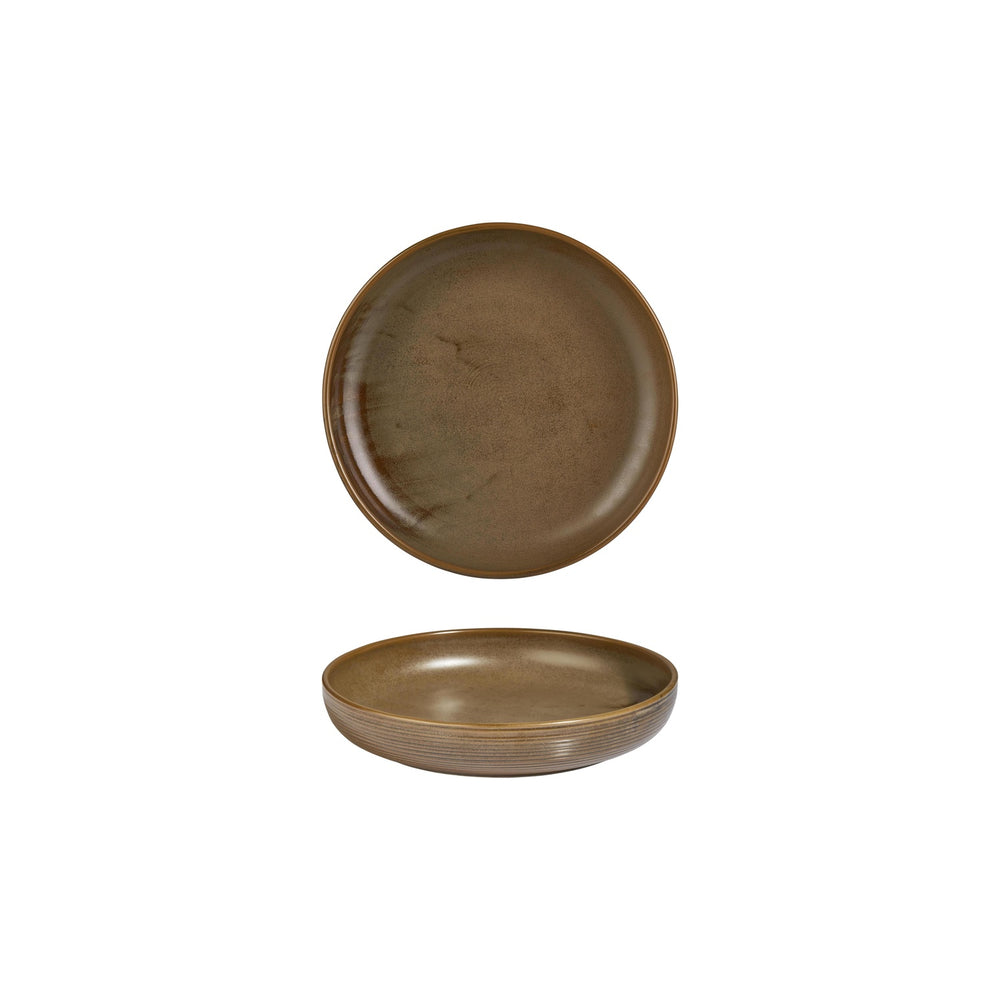 Helix Kaldi dia.7.5" h:0" 24 oz. Round Brown Vitrified Deep Plate