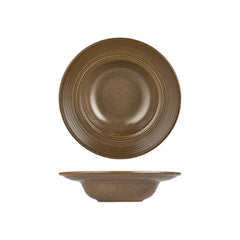 Helix Kaldi dia.10.75" h:2.5" 17 oz. Round Brown Vitrified Deep Plate
