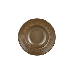 Helix Kaldi dia.10.75" h:2.5" 17 oz. Round Brown Vitrified Deep Plate