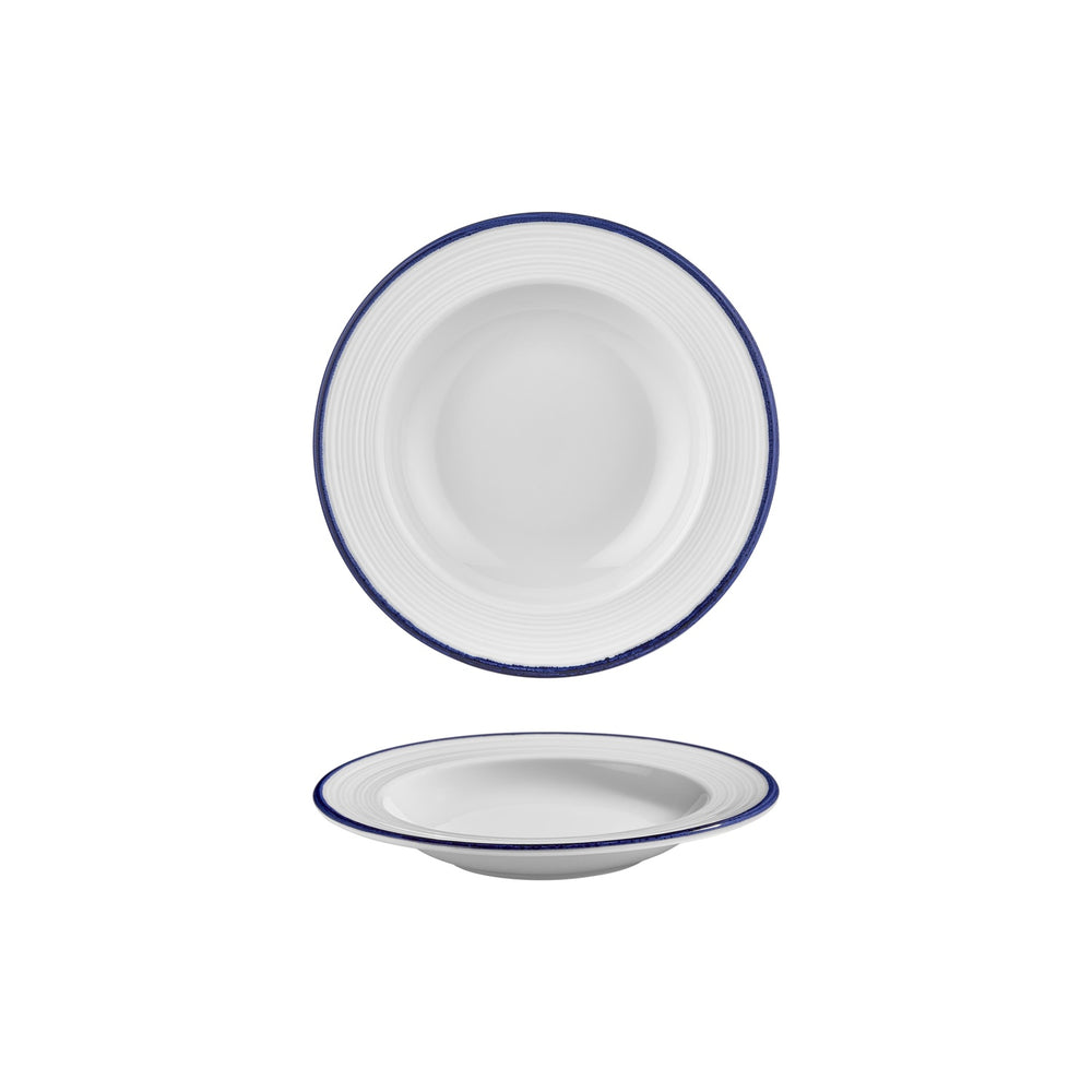 Helix Navy Blue dia.9" h:0" 10 oz. Round Blue Vitrified Deep Plate