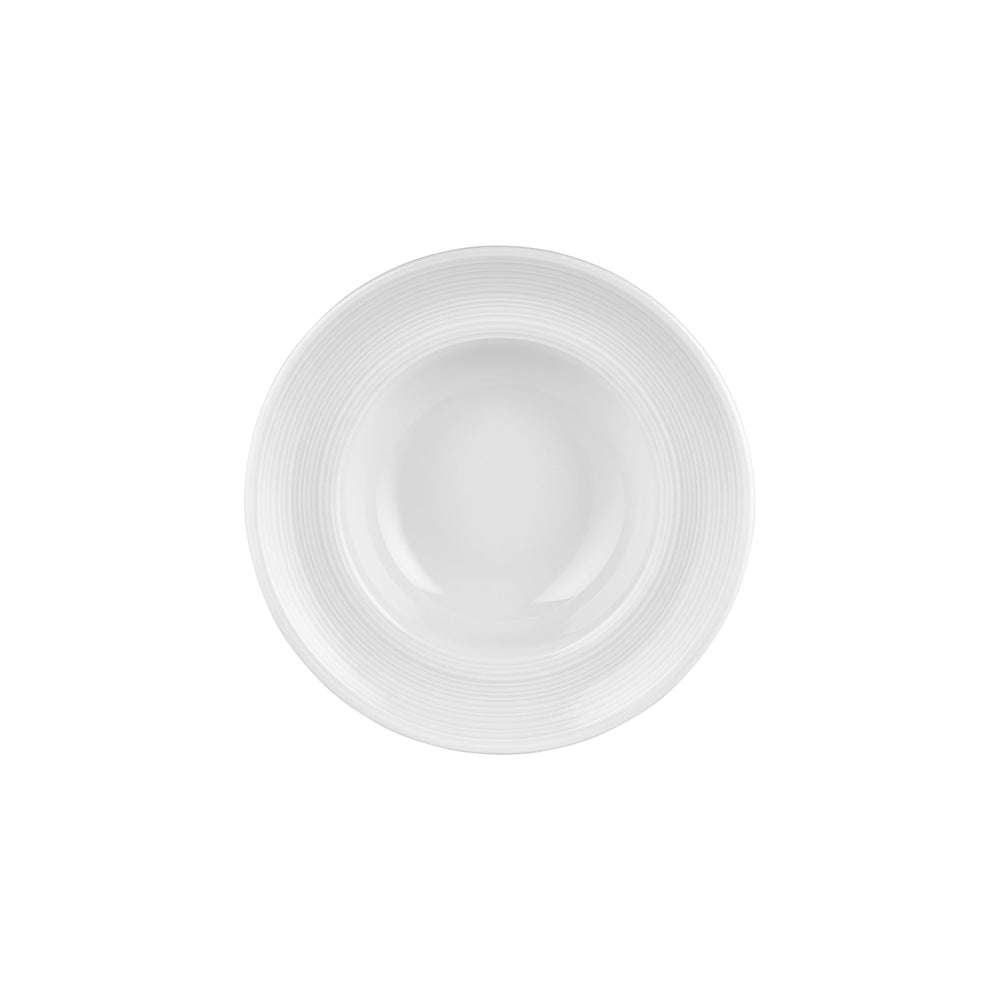 Helix White dia.10.75" h:0" 17 oz. Round Warm White Vitrified Deep Plate