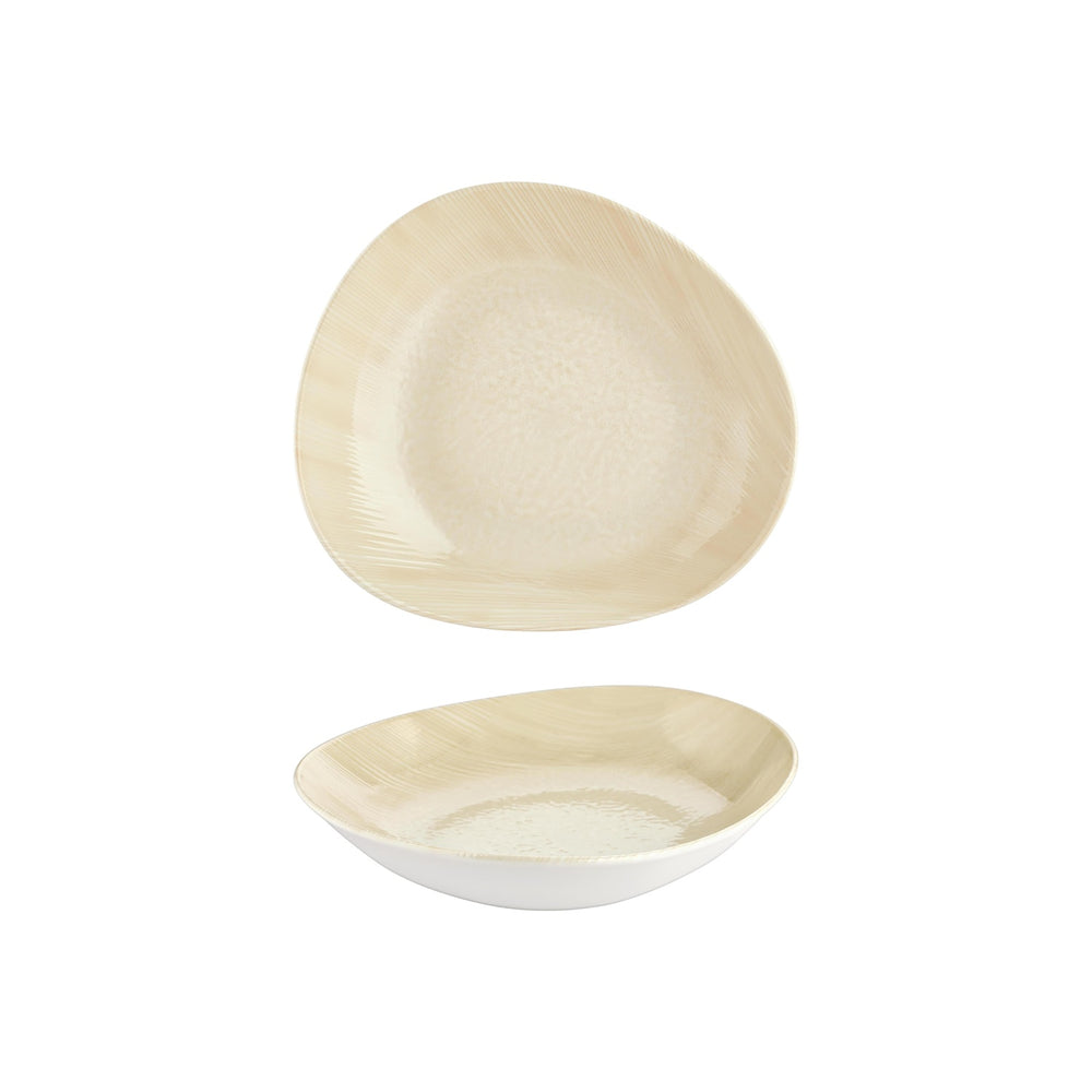Island Velho 9.75" x 8.75" x h:0" 34 oz. Organic Beige Vitrified Deep Plate