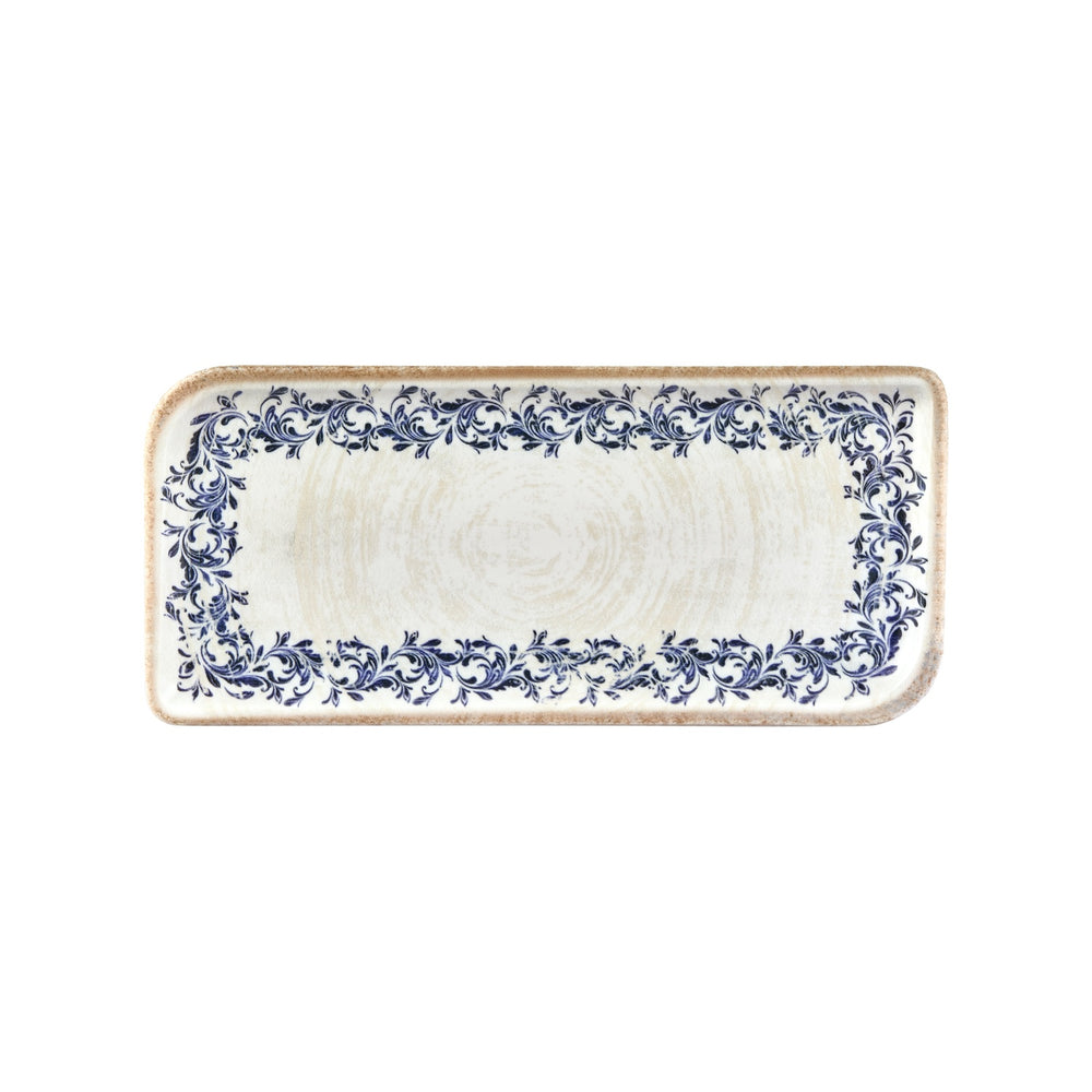 Kario 13.75" x 6.25" x h:0" Rectangular Blue Vitrified Platter