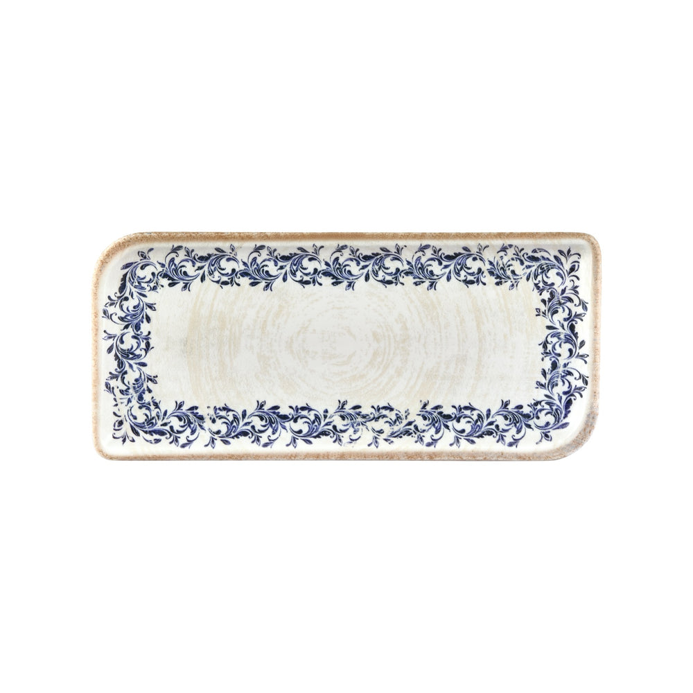 Kario 13.75" x 6.25" x h:0" Rectangular Blue Vitrified Platter