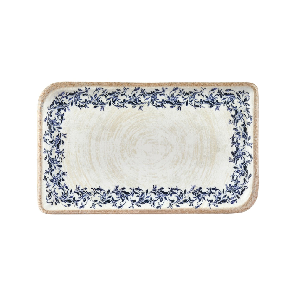 Kario 13.75" x 8.25" x h:0" Rectangular Blue Vitrified Platter