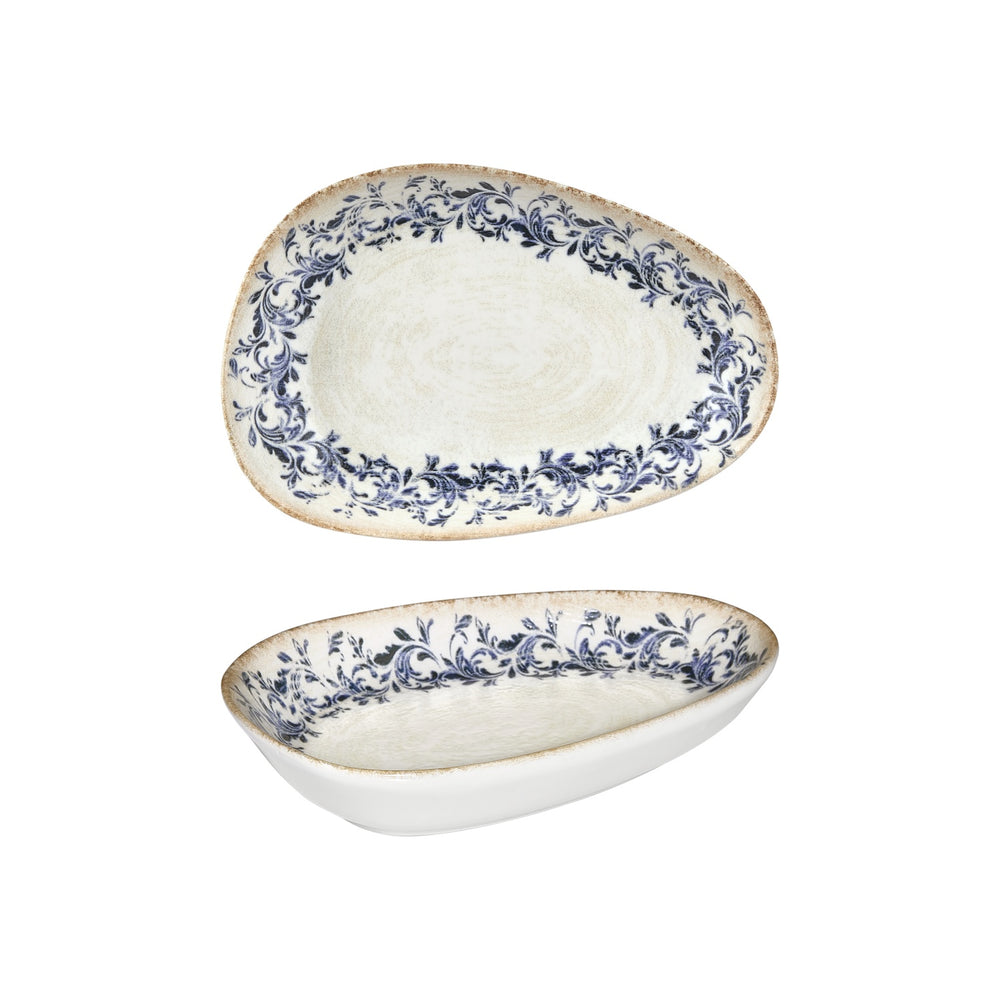 Kario 7.5" x 4.75" x h:0" Organic Blue Vitrified Platter