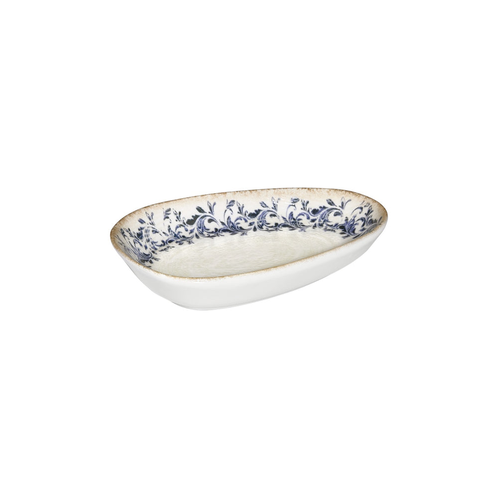 Kario 7.5" x 4.75" x h:0" Organic Blue Vitrified Platter