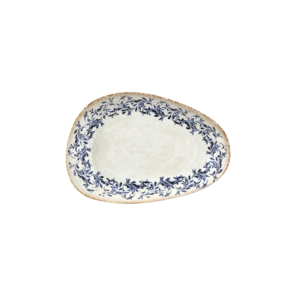 Kario 7.5" x 4.75" x h:0" Organic Blue Vitrified Platter