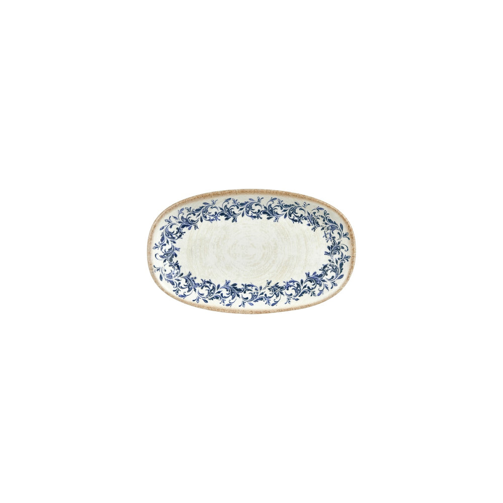 Kario 7.5" x 4.25" x h:0" Oval Blue Vitrified Platter