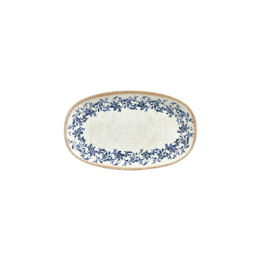 Kario 9.5" x 5.75" x h:0" Oval Blue Vitrified Platter
