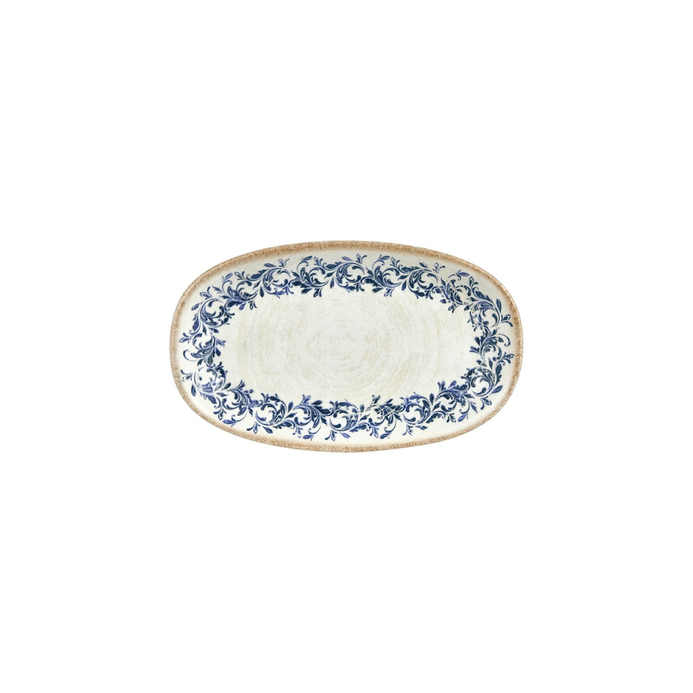 Kario 9.5" x 5.75" x h:0" Oval Blue Vitrified Platter