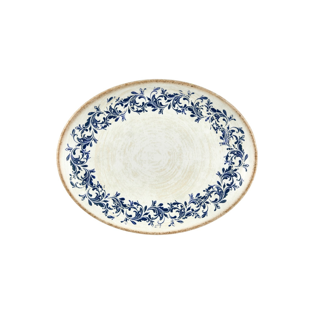 Kario 12.25" x 9.5" x h:1" Oval Blue Vitrified Platter
