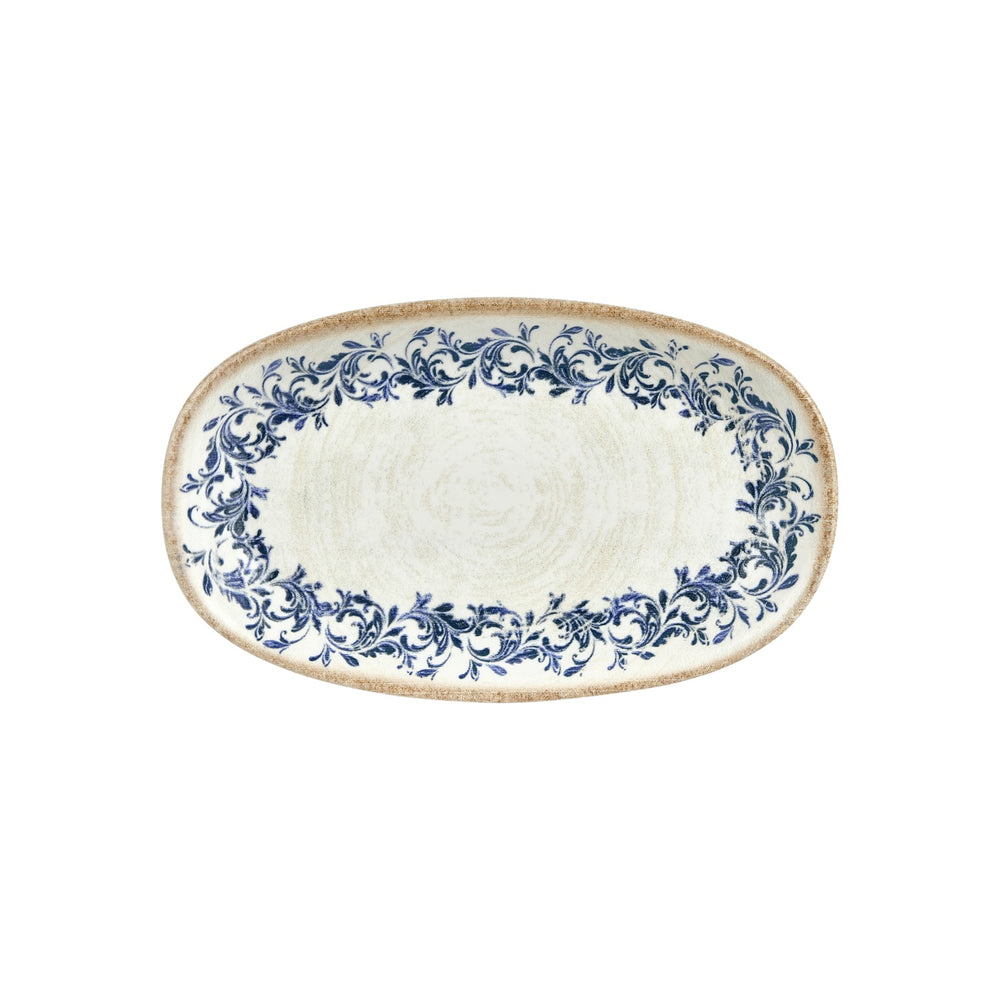 Kario 13.5" x 8" x h:0" Oval Blue Vitrified Platter
