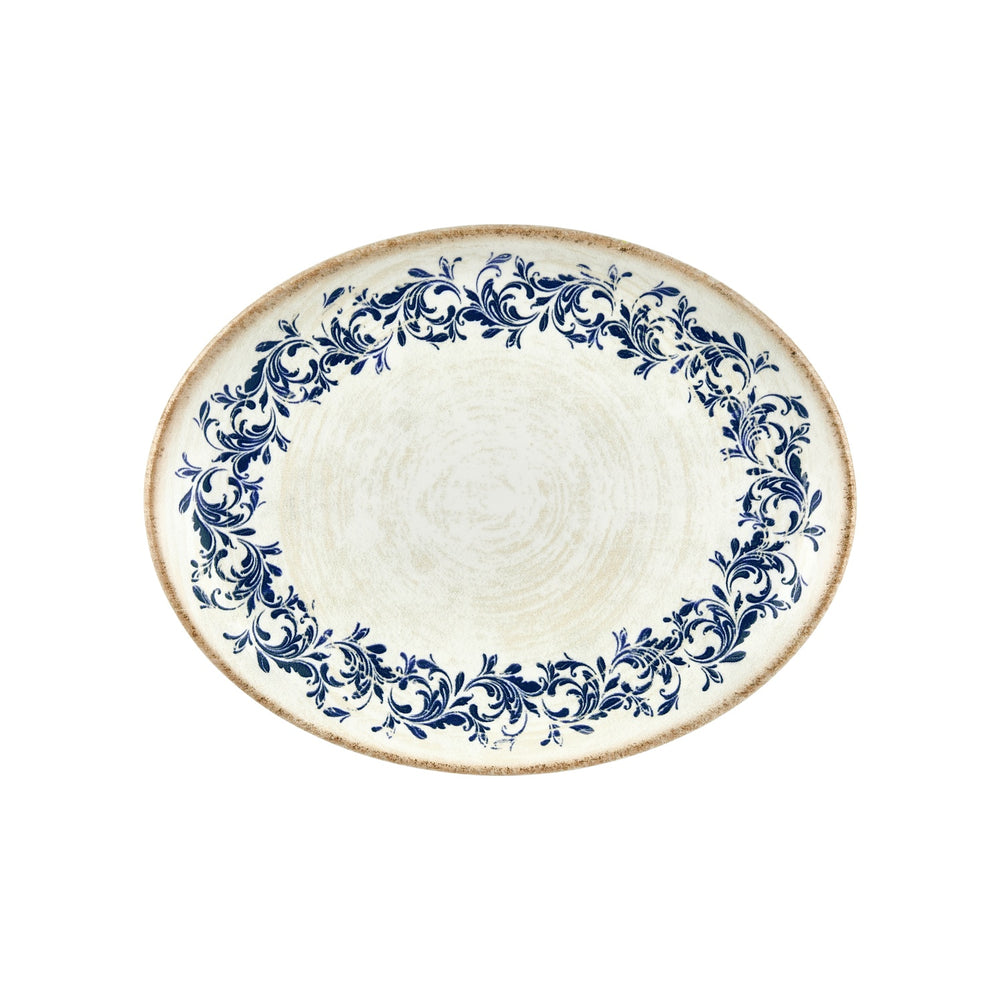 Kario 14.25" x 11" x h:0.5" Oval Blue Vitrified Platter