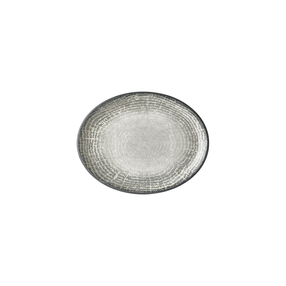 Luna 9.75" x 7.5" x h:1" Oval Gray Vitrified Platter