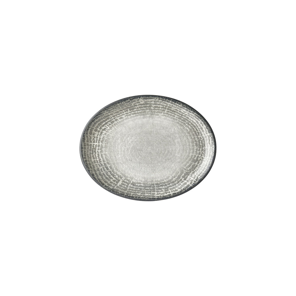 Luna 9.75" x 7.5" x h:1" Oval Gray Vitrified Platter