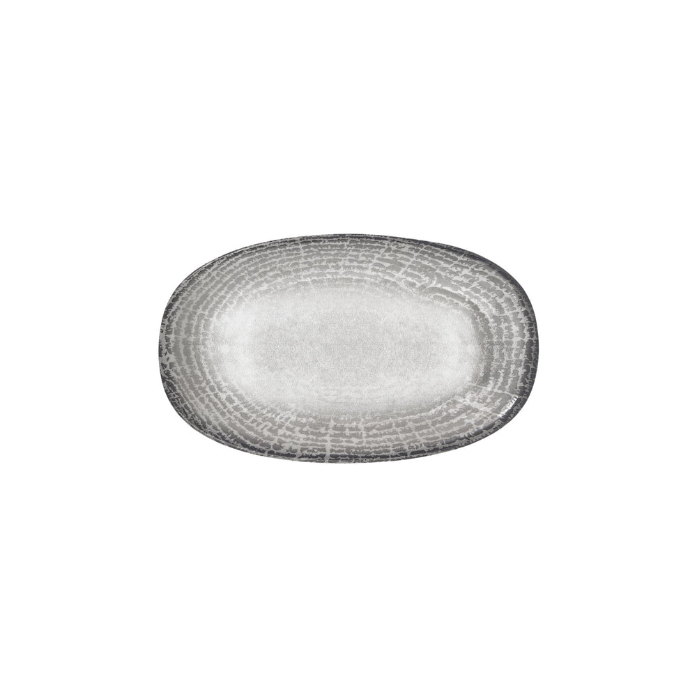 Luna 11.5" x 7" x h:0" Oval Gray Vitrified Platter