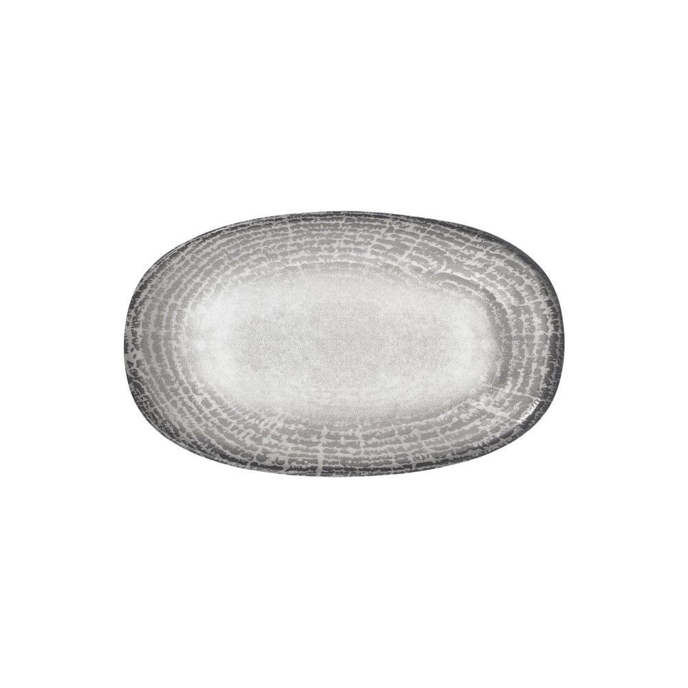 Luna 13.5" x 8" x h:0" Oval Gray Vitrified Platter