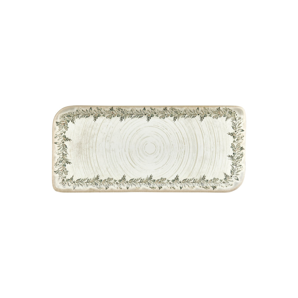 Oliva 13.75" x 6.25" x h:0" Rectangular Green Vitrified Platter
