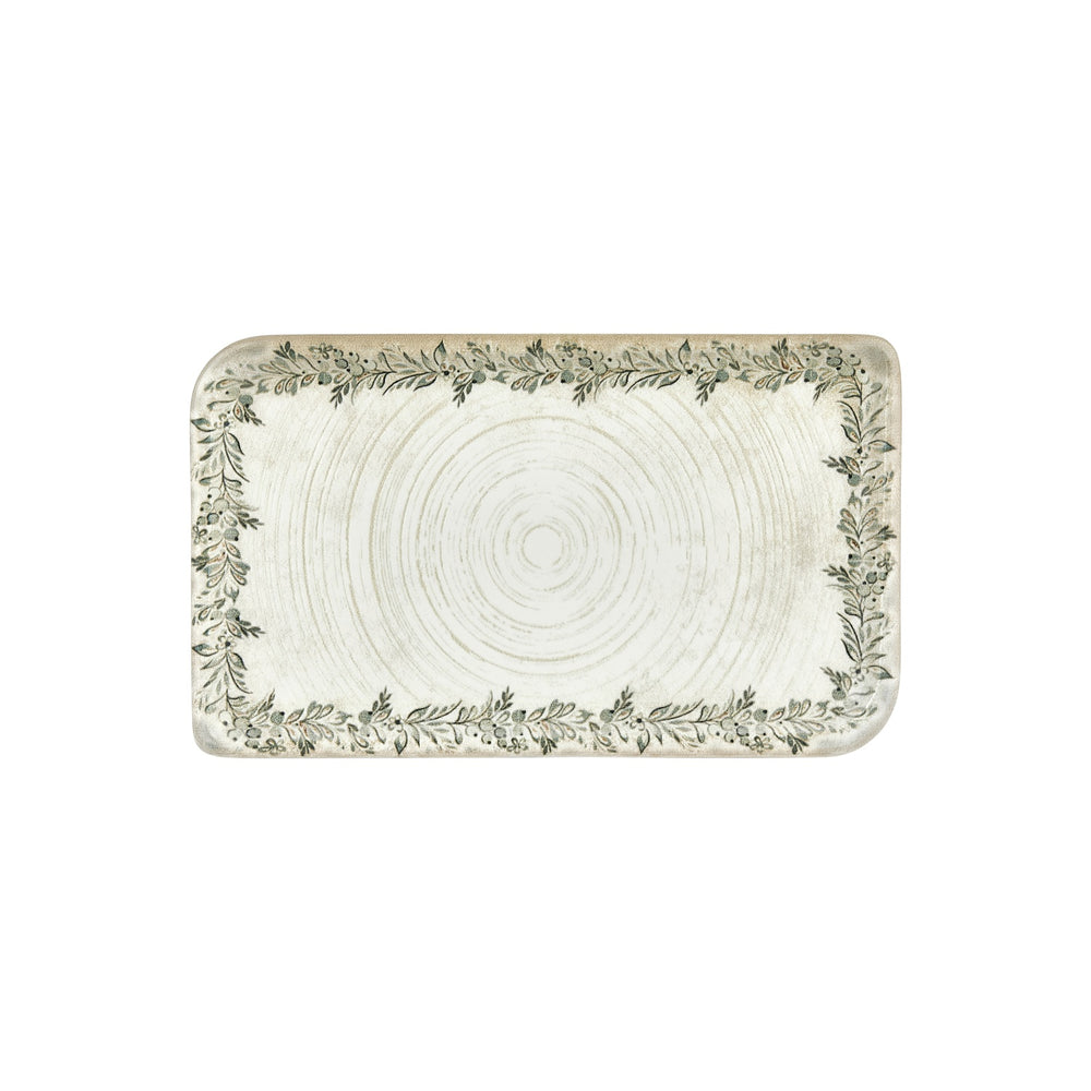 Oliva 13.75" x 8.25" x h:0" Rectangular Green Vitrified Platter