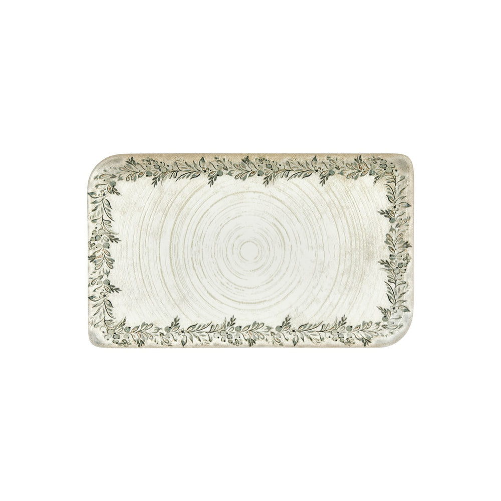 Oliva 13.75" x 8.25" x h:0" Rectangular Green Vitrified Platter