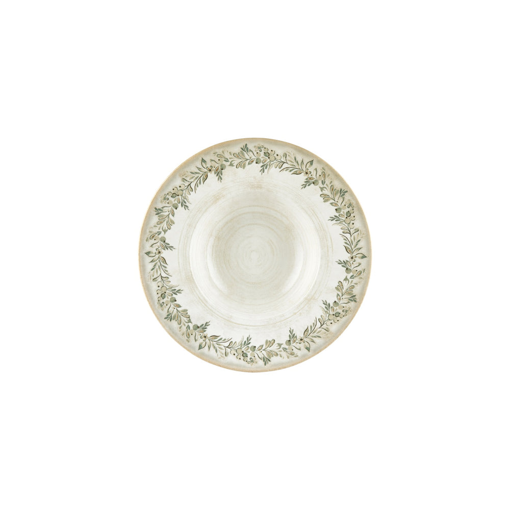 Oliva dia.9.75" h:0" 14 oz. Round Green Vitrified Deep Plate