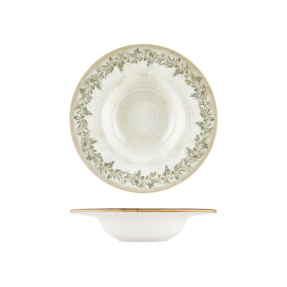 Oliva dia.11" h:0" 16 oz. Round Green Vitrified Deep Plate