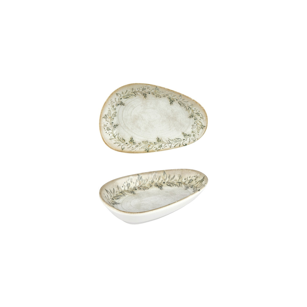 Oliva 7.5" x 4.75" x h:0" Organic Green Vitrified Platter