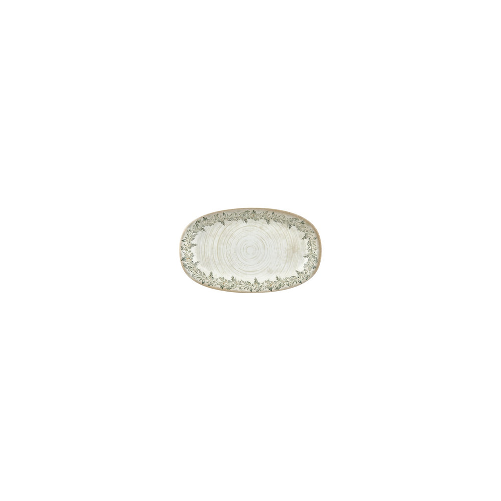 Oliva 6" x 3.5" x h:0" Oval Green Vitrified Platter