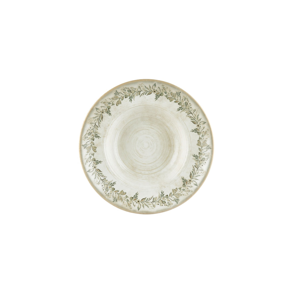 Oliva dia.9.75" h:0" 14 oz. Round Green Vitrified Deep Plate